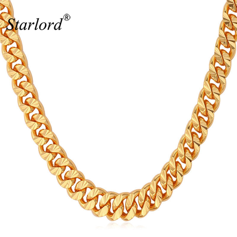 Chain For Men Necklace Vintage Gold Color 6MM 55CM 22'' Fashion Mens Necklace
