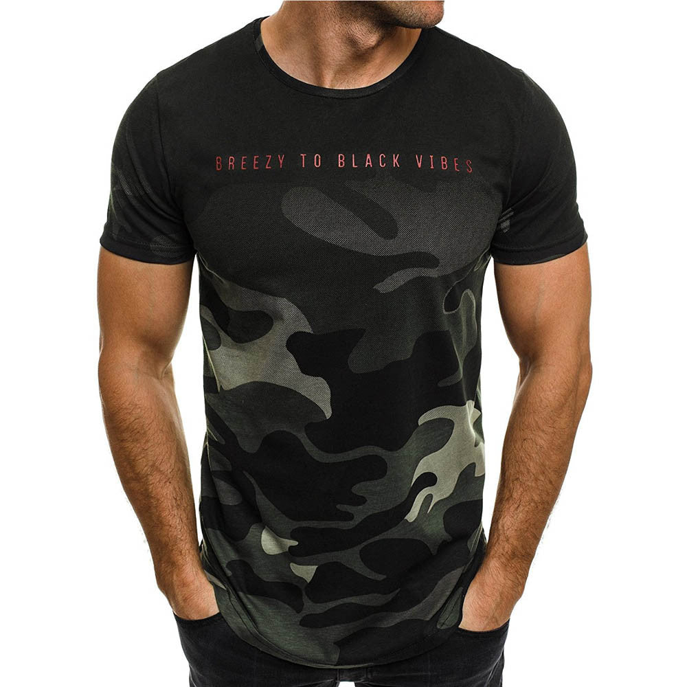 Camouflage Men's Casual Slim Short-sleeved Shirt Top