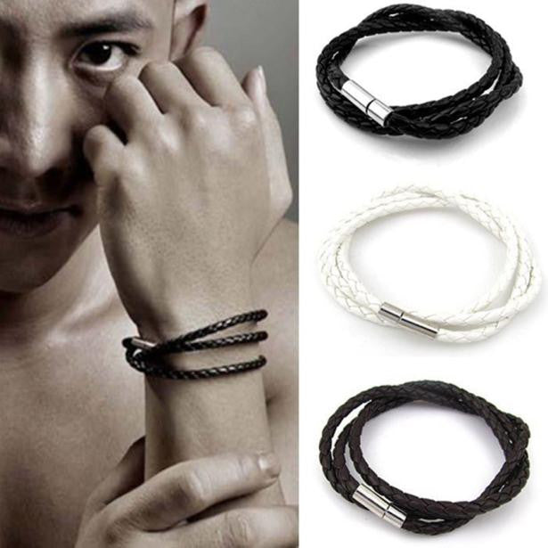 35cm New Men Fashion Leather Bracelets Charm Bangle